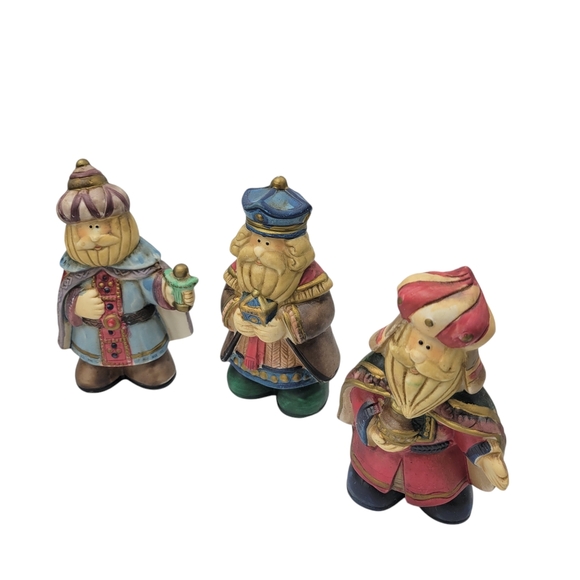 Vintage 1995 9 Pc Porcelain Bisque Nativity Set in Box Fabric-Centers of America - Picture 4 of 9